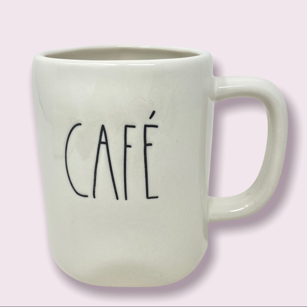 RAE DUNN “Cafe’”Coffee Mug White with Black Letter